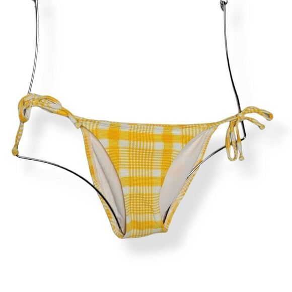 Xhilaration Yellow Plaid String Bikini Bottom XS 00  Juniors - Picture 3 of 5